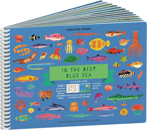 In The Deep Blue Sea Stickers + Coloring Book - 500+ Ocean Animal Stickers and 12 Coloring Pages for Kids