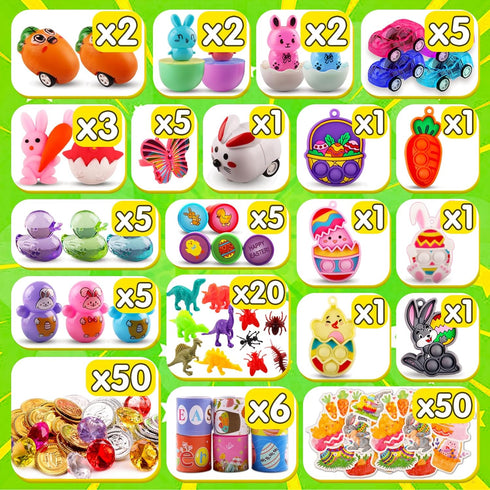 200PCS KissFree Easter Egg Fillers, Easter Basket Stuffers for Kids - Assorted Easter Toys for Egg Stuffers, Egg Hunt