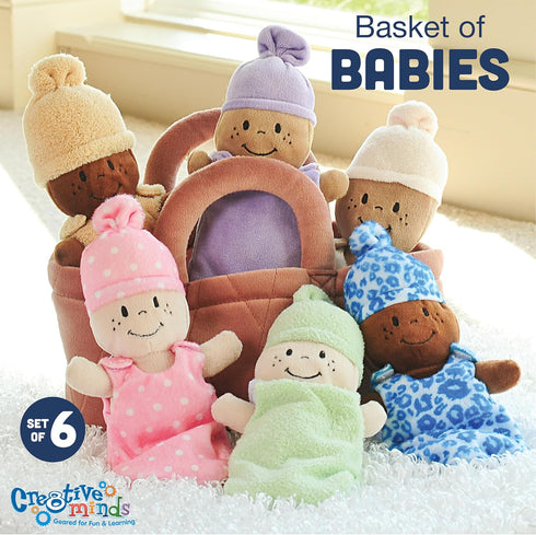 Cre8tive Minds Set 6 Creative Minds Basket of Babies Soft Baby Dolls, Sensory Toys, Multicultural, Diversity, Inclusion