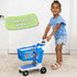2+ Let's Go Shopping Pretend Scan & Sort Shopping Cart, Sturdy Plastic, Includes Pretend Food, Blue Shopping Cart