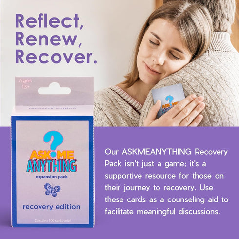 Recovery Pack Card Game - 100 Cards for Group Therapy, Coping Skills, and Self-Improvement