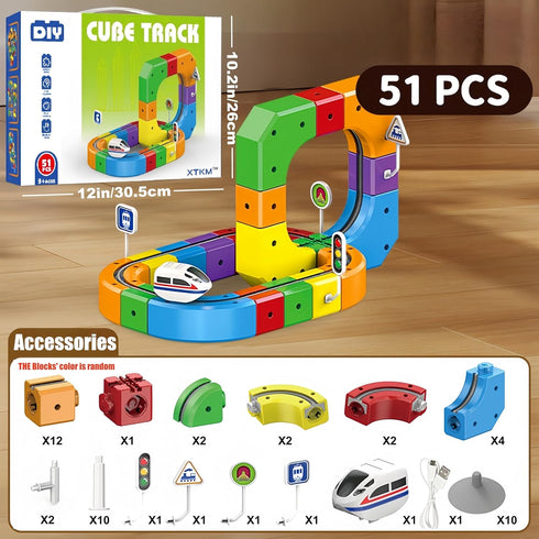 BFTDjanus 3D Set, 3-6, Girls(51 Infinity Track Magnetic Train for Toddlers Ages Flexible & Buildable Railway Toys