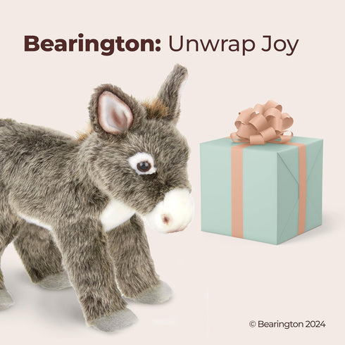 Bearington Pedro Plush Donkey Stuffed Animal, 12 Inches