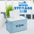Baskets for Organizing Wipes and Newborn Essentials, Diaper and Wipes Organizer, Linen Basket with Handle, Blue