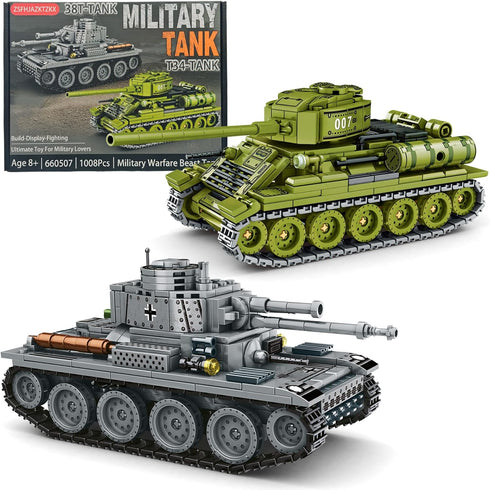 WW2 Tank Building Blocks, 38T and T-34 Army Tank Military Battle Model