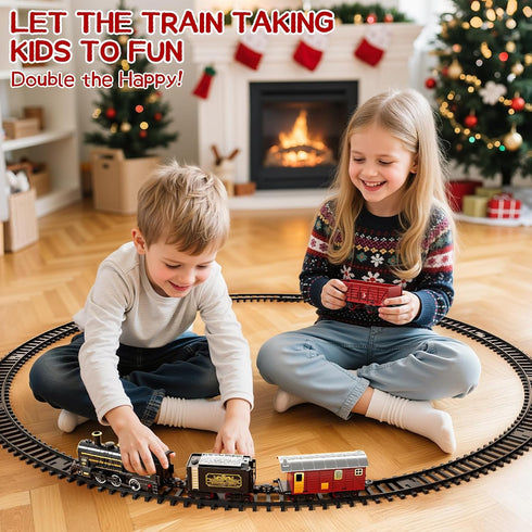 Set 3-4, Sets 3-8 Train for Toddlers Electrical Trains with Track, Light, Sound, Christmas Train for Around The Tree