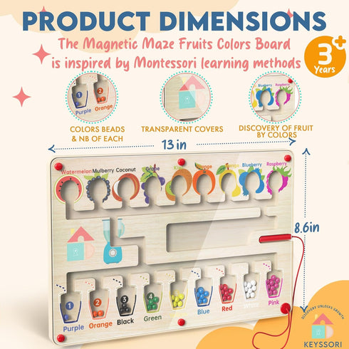 Keyssori 3-5, 3 Magnetic Maze Board for Kids Age Montessori Educational Wooden for All Toddlers Busy Board, Preschool