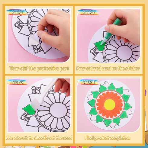 Vertintong 48 24 Pcs Sand Painting Mandala Coloring Craft Kits Mandala Sand Art Kits Pictures with Sands Options