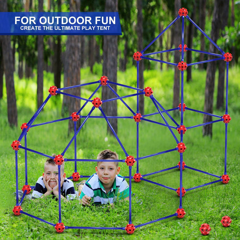 Fort Building Kits for Kids, 140 Pcs Creative STEM Construction Toys for Indoor & Outdoor Activity, Gifts for Ages 4-12