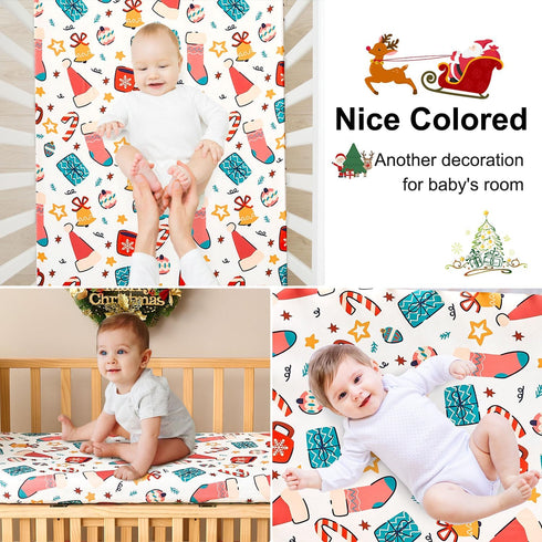 HomGoodz 52 28 Inches Christmas Crib Sheet for Baby Boys Girls x Gift Fitted Crib Sheets for Standard Crib and Toddler