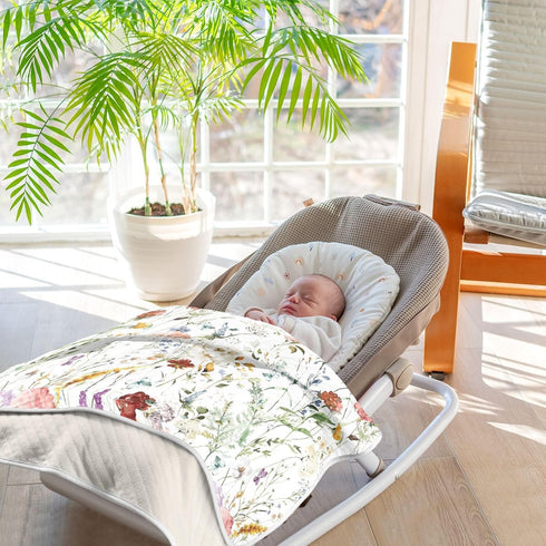 SDMKA Cozy 30 40 Inch Baby Blankets for Boys Girls Watercolor Wildflower Super Soft Warm Crib Blanket Double Layer