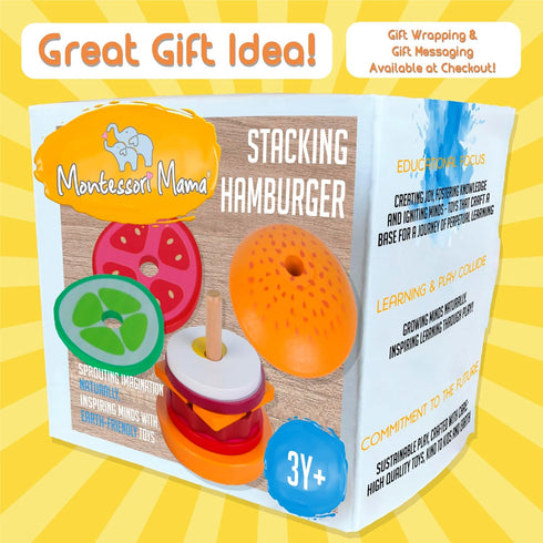 Montessori Mama Stacking Hamburger, Create a Burger Sequencing Stacker, Occupational Therapy Toys, Multi Cultural Play