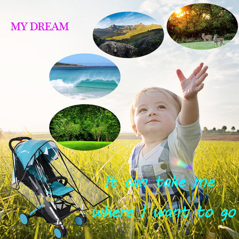 Baby Stroller Rain Cover, Universal Umbrella Weather Shield, Protects from Rain, Wind, Snow, Dust, Waterproof, Clear