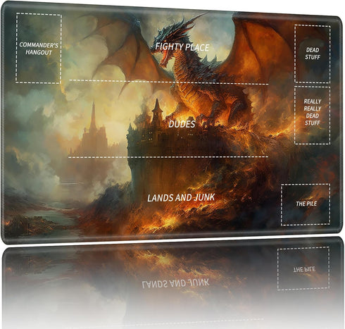 Playmat for MTG: Card Playmat Stitched with Magic Zones for TCG and Board Games, Game Mat 24 x 14 inches-Firedragon