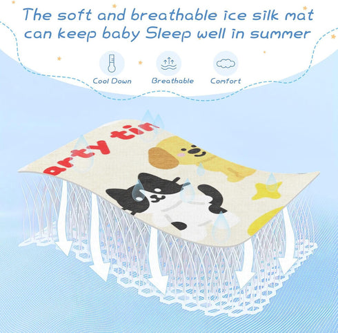 EtherSpher 28" 52" Cartoon Cute Party Time Cooling Baby Washable Mattress x Absorbent Crib Padding for Kids, Adult