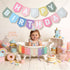 1st DCJHFJ Pastel Macaron Rainbow High Chair Banner Felt Happy Birthday Banner Pre-Strung Birthday Party Decorations