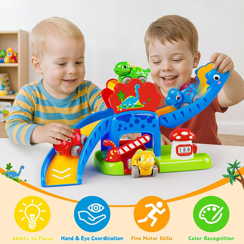 1 2 4 12-18 1-3 Toddler Toys Gifts for Year Old Kids, Educational Dinosaur Slide Toy with Cars for Months Baby, First
