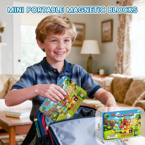 Zerxpho 60PCS Set, 3+ Mini Magnetic Building Cubes Adventure-themed Magnetic Blocks, Portable Magnetic Travel Blocks