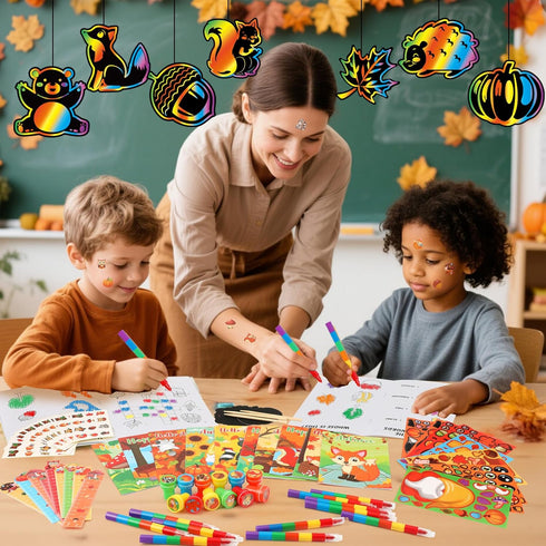 Set Craft24Set BenLouis Fall Party Favors for Kids Thanksgiving Day Classroom Gifts Prize Coloring Books Bulk