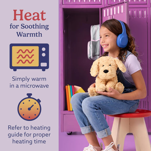 warmies Microwavable & Weighted Stuffed Animals, Golden Dog - Heated Stuffed Animal Plushie for Warmth & Comfort - Cute