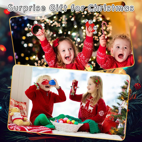 Honoson 75 Pcs Christmas Shaker Musical Instruments for Kids, Egg Shaker and Wrist Band Jingle Bells Set
