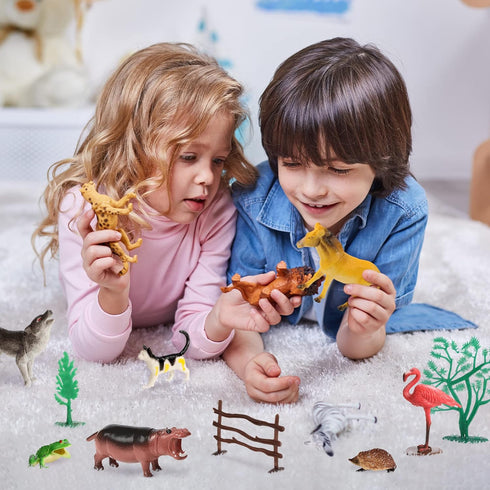 Migration 100 Piece Set of Animal Plastic Figures Playset, Includes Wild, Safari, Zoo, Jungle, Farm, Forest, Ocean