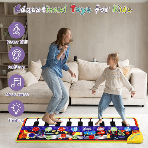 28 1-5 Musical Piano Mat for Toddlers - Music Sounds Floor Piano Keyboard Dance Playmat - Toy & Gift for Kids Years Old