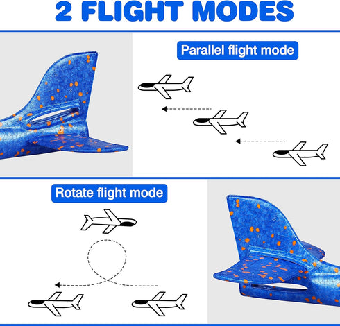 CUKU 4 Pack LED Light Airplane Toys - 17.5" Large Throwing Foam Plane, Outdoor Flying Toys for Kids