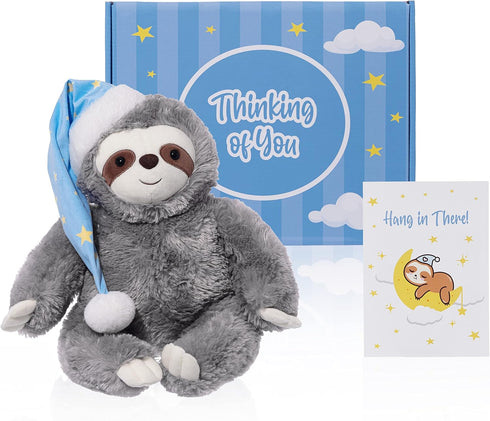 Thoughtful Sloth Plush Stuffed Animal - 16" Cotton Soft Cuddly Toy, Get Well Soon Gift for Kids, Teens & Adults