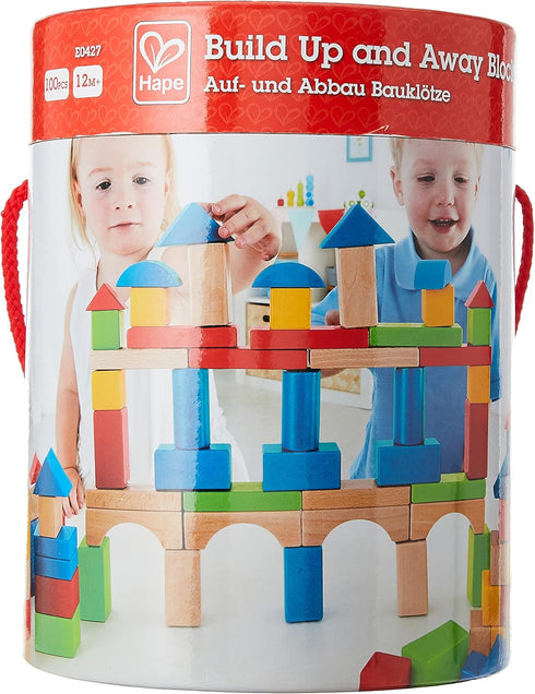Award Winning Hape Kid's Wooden Building Block Set - 100 Pieces
