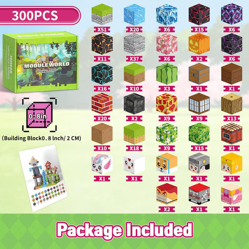 MUUHU 300PCS 0.8" 3 4 5 6 7 8 9 10 Magnetic Blocks - Magnetic Building Blocks Toys for Kids Magnet Blocks Cubes Games