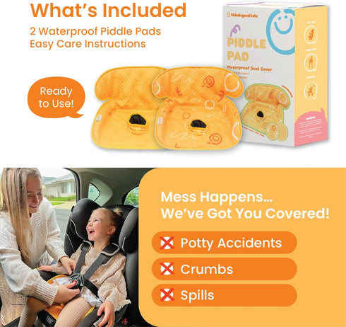 2-Pack, Piddle Pad Potty Training Car Seat Protector, Toddler Car Seat Cover & Stroller Protector, Machine Washable