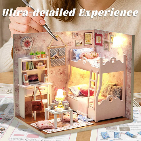 Flever Dollhouse Miniature DIY House Kit Creative Room with Furniture and Cover for Romantic Artwork Gift(Mood
