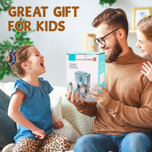 Playset Set Kids Coffee Toy Coffee Maker for Toddler Wooden Kitchen Accessories Pretend Play for Girls Boys Ages