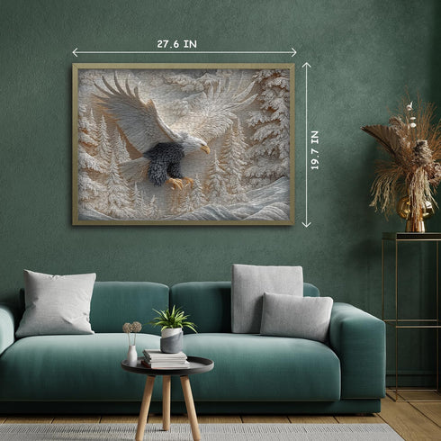 pazzocenter 1000 The Carved Eagle Jigsaw Puzzle Pieces, Majestic Bald Eagle Bird Puzzles for Adults,White Forest Art