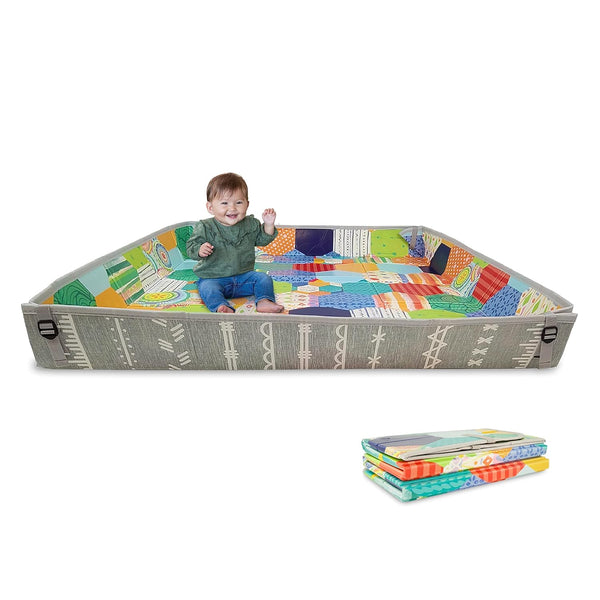 Infantino Foldable Soft Foam Play Mat, 57" Baby Mat for Floor Time,
