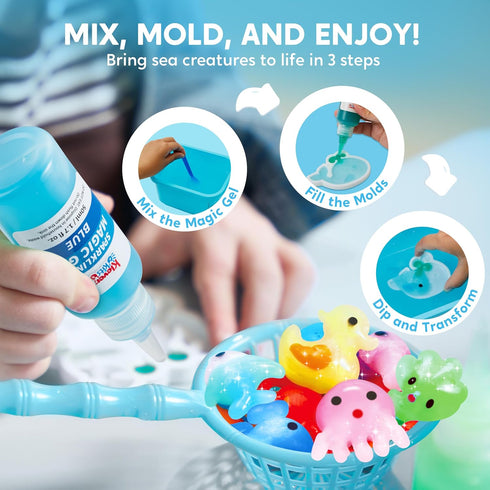 10 12 Klever Kits Water Gel Kit, Magic Fairy Water Gel Toy Kit with Gels, Molds, Preserving Bottle for Presents, Party