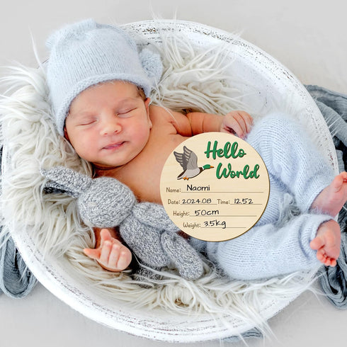 3D R HORSE Baby Birth Announcement Sign with Marker Pen, Mallard Duck Baby Name Sign with Ink Pad for Hand