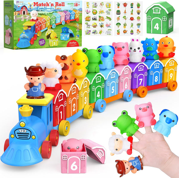 GooMags Montessori Toys for Toddlers 1 2 3 Years Old, Farm Animal Train