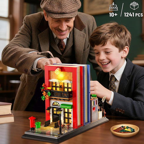 Set 1241 12+ INSOON Detective Bookend Building with Lights, PCS Detective Agency Street House Building Block Kit