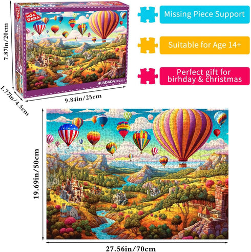 Whimsical Hot Air Balloon Jigsaw Puzzle for Adults, 1000 Pieces, Fun Puzzle Game for Adults