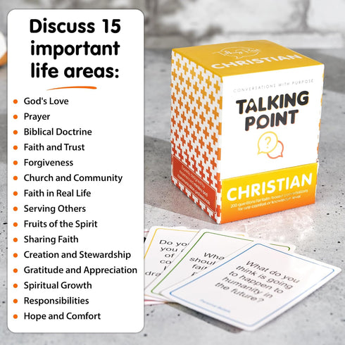 200 Conversation Cards for Christians - Fun Family Game Night, Bible Study, Perfect for Church Groups and Couples