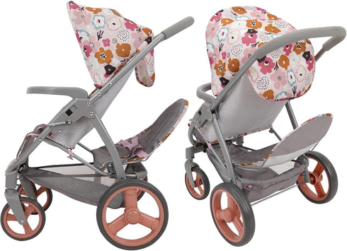 509 2 18", 3+ Crew: Melange Flora - Mabelle Duo Twin Doll Stroller - Accessory for Dolls Up to Foldable Design