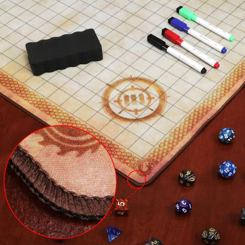 (24x36in) Set Set ENHANCE Deluxe RPG Grid Mat - DND Map with Premium Rubber, Non-Slip Grip, No Creasing - Dry Erase DND