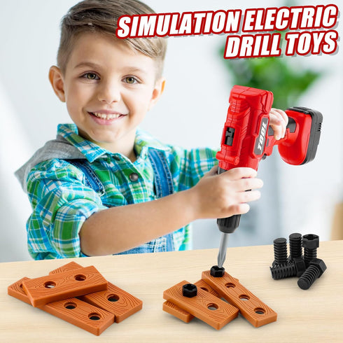 PANPAPA SetToy Set 3 3-5 Electric Power Kids Drill and Screw Drill Include Interchange dirll bits with Realistic Sound