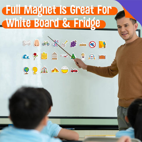 50 PCS Magic E Object Magnets, Thickened Fridge Magnets for Educational Phonics Learning Toys