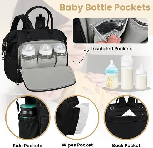 Large Diaper Bag Tote Lightweigt Diaper Tote Bag With Large Capacity Matching Changing Pad, Waterproof Design
