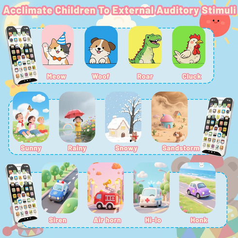 Uibyt 10,000+ Kids Phone with Educational Content, Rechargeable Toddler Learning Phone with Music & Sounds, Pretend
