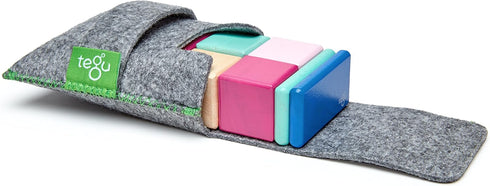 8 Piece Tegu Pocket Pouch Magnetic Wooden Block Set - Blossom