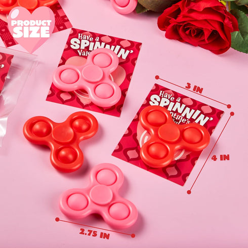 30 Packs JOYIN Valentine's Day Gift Cards with Fidgets Spinners, Pop Bubble Spinners Fingertip Toys, Stress Relief